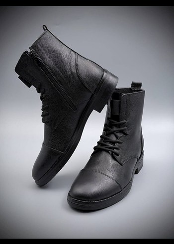 Postal Siyah Deri Erkek Günlük Bot - Görsel 5