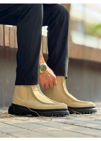 Chekich Bot Orijinal Deri Bej Süet Erkek Günlük Bot - Görsel 2