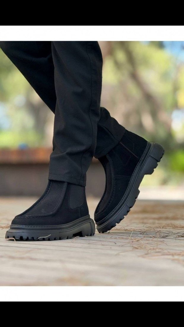 Chekich Bot Orijinal Deri Gri Tabanlı Siyah Erkek Bot - Görsel 2