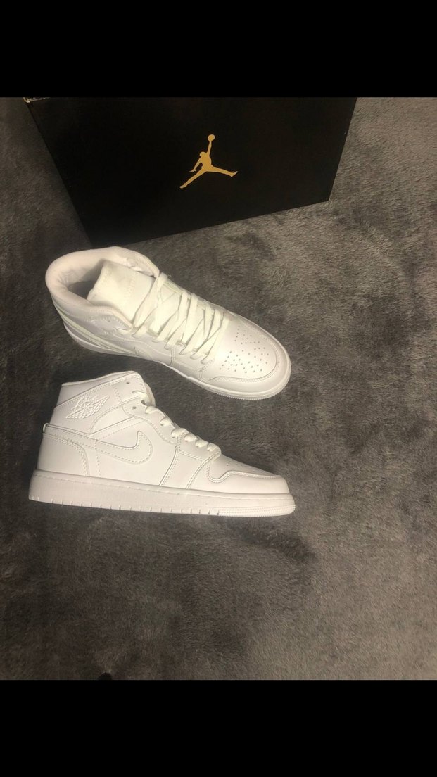 NİKE AİR JORDEN 1 MID TRİPLE WHİTE - Görsel 2