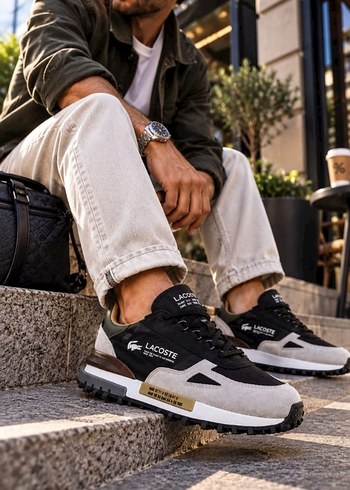 Lacoste Elite Active Siyah Beyaz Retro Spor Ayakkabi