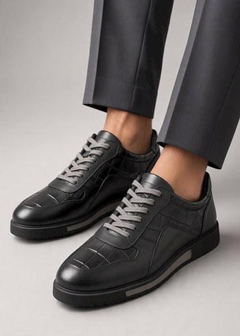 Diğer Deri Eva Taban Hakiki Deridir Sik Siyah Deri Sneaker