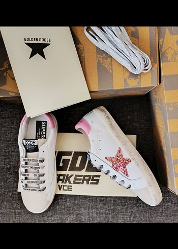 38 Beden pembe Renk Golden Goose Deluxe Pembe Bağcıklı Kadın Spor Ayakkabı