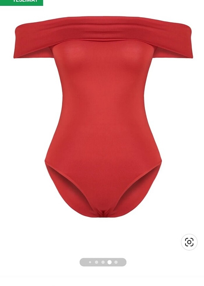 Kadın Madonna yaka kırmızı bluz - Görsel 3