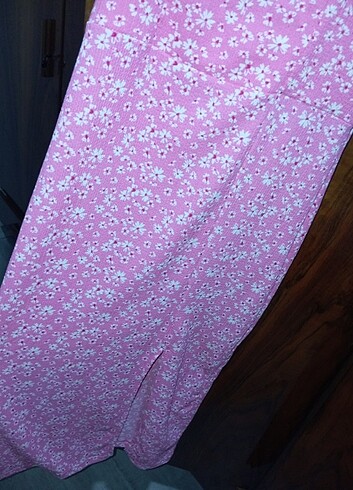 Kadın pembe çiçekli elbise - Görsel 5