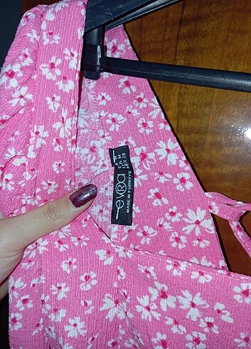 Kadın pembe çiçekli elbise - Görsel 6