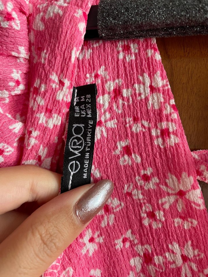 Pembe midi boy Çiçekli Elbise - Görsel 3