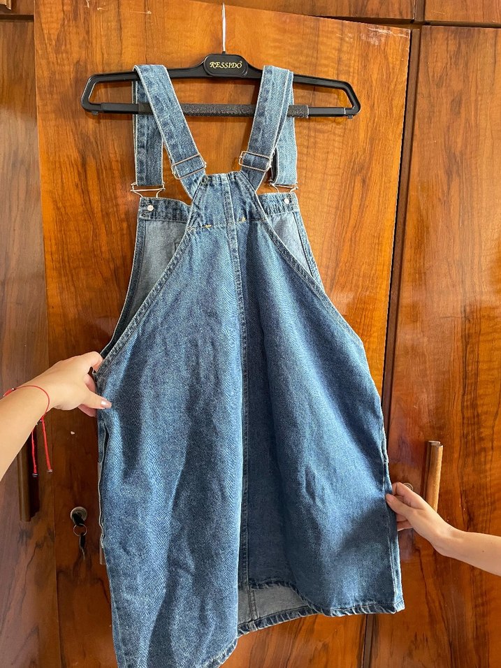 Kadın Geniş Kesim Kot Tulum - Görsel 2