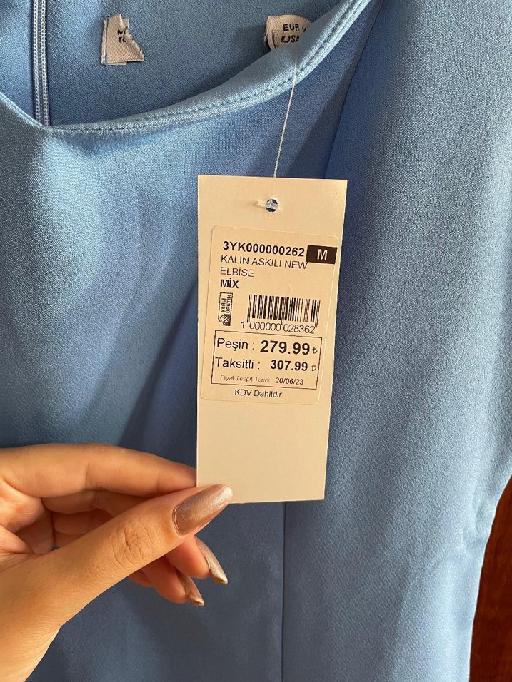 Mavi Midi boy Kadın Elbise - Görsel 3