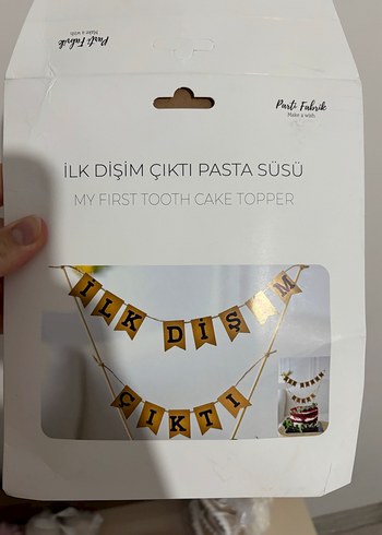 Altın Renk İlk Dişim Çıktı Pasta Süsü