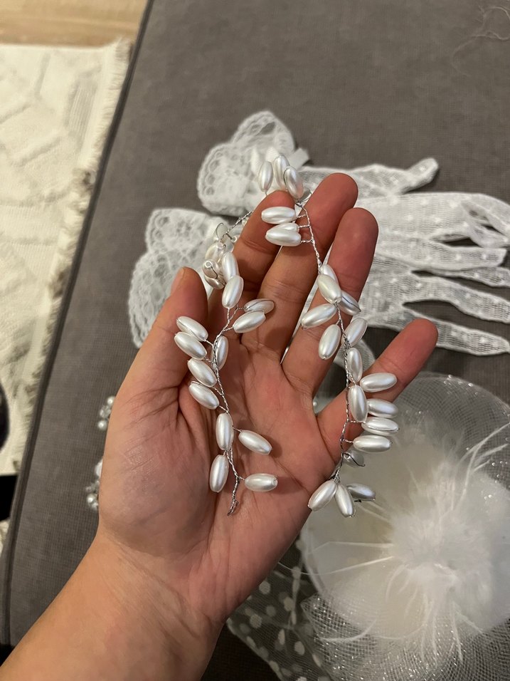 Dantel Detaylı Beyaz Bohem Nikah Aksesuarları - Görsel 3