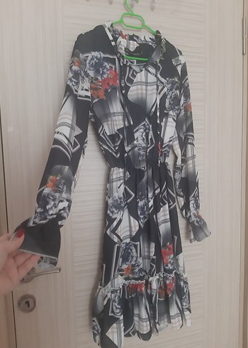 Diğer Uzun Kollu Çok Renkli V Yaka Elbise