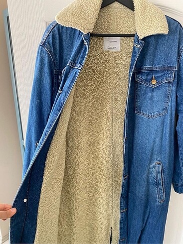 ZARA içi koyun yünlü uzun koton kaban