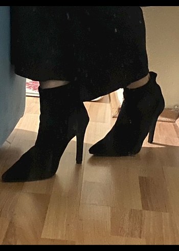 38 Beden siyah Renk Siyah Süet Stiletto Topuklu Kadın Bot