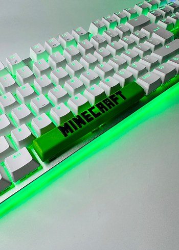 Minecraft Temalı Yeşil Işıklı Gaming Klavye tuşu Keycaps - Görsel 3
