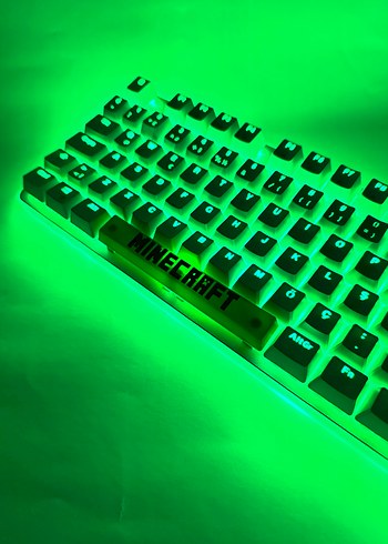 Minecraft Temalı Yeşil Işıklı Gaming Klavye tuşu Keycaps - Görsel 2