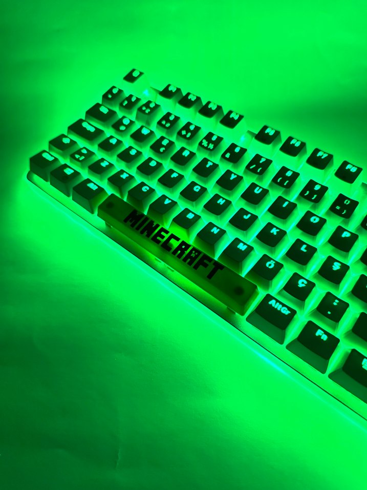 Minecraft Temalı Yeşil Işıklı Gaming Klavye tuşu Keycaps - Görsel 2