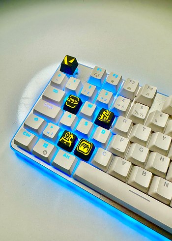 6 lı Chamber Keycaps Renkli ışıklı beyaz mekanik klavye tuşu - Görsel 3