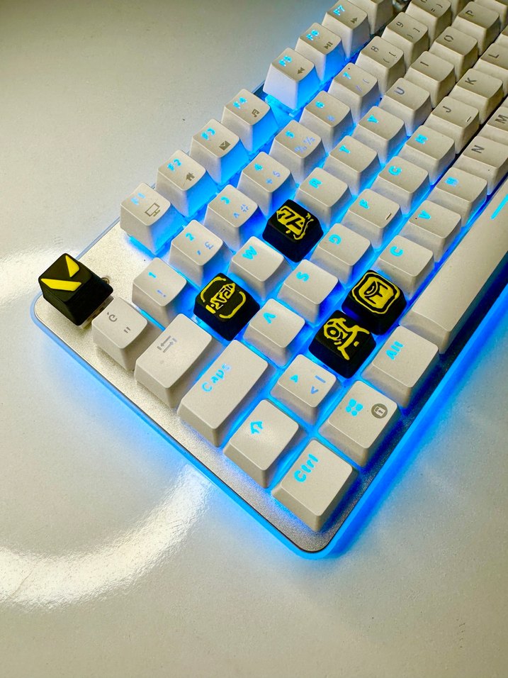 6 lı Chamber Keycaps Renkli ışıklı beyaz mekanik klavye tuşu - Görsel 5