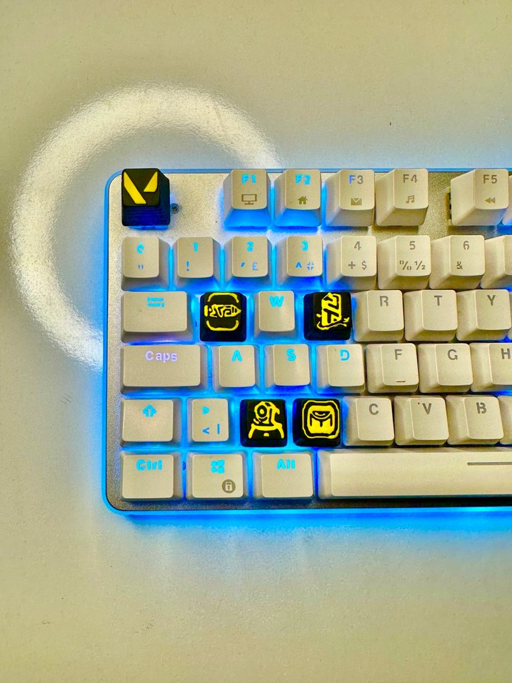 6 lı Chamber Keycaps Renkli ışıklı beyaz mekanik klavye tuşu - Görsel 2