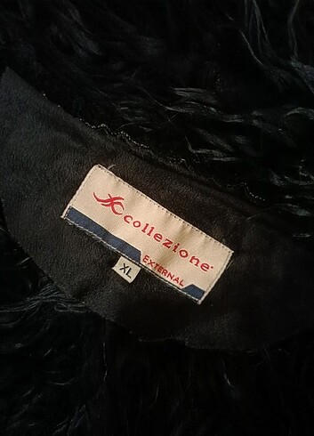 Collezione collezione siyah kürk kaban kapişonlu xl