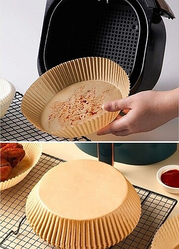 50 Adet Air Fryer Pişirme Kağıdı Tek Kullanımlık Hava Fritöz Yuv - Görsel 7
