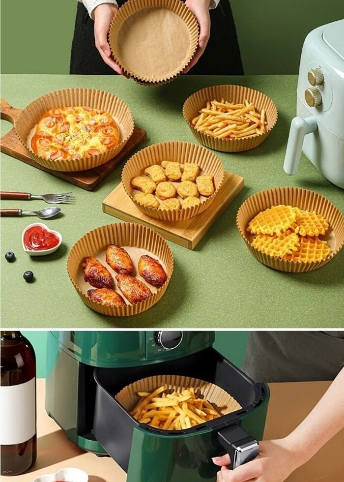 50 Adet Air Fryer Pişirme Kağıdı Tek Kullanımlık Hava Fritöz Yuv - Görsel 3