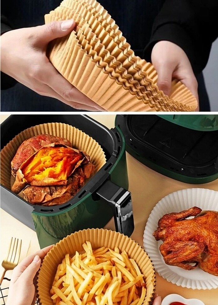 50 Adet Air Fryer Pişirme Kağıdı Tek Kullanımlık Hava Fritöz Yuv - Görsel 4
