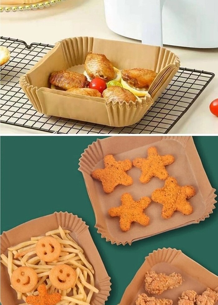 50 Adet Kutulu Air Fryer Pişirme Kağıdı - Görsel 4