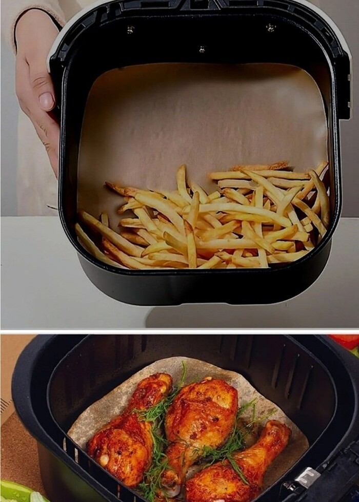 100 Adet Air Fryer Pişirme Kağıdı Tek Kullanımlık - Görsel 4