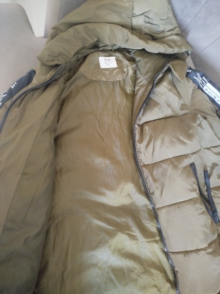 haki Kapüşonlu Kadın Kışlık Mont - Görsel 3