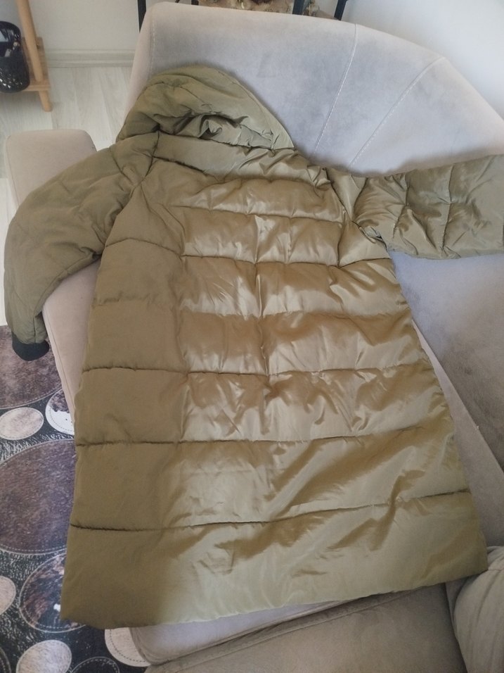 haki Kapüşonlu Kadın Kışlık Mont - Görsel 2