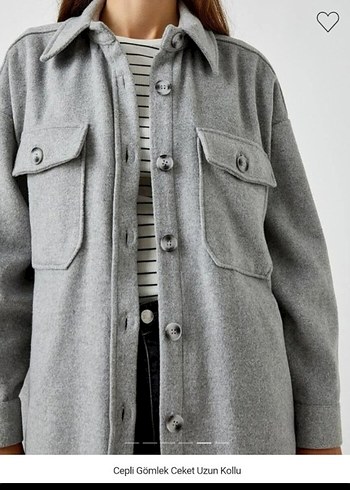 Cepli gri midi koton ceket - Görsel 2