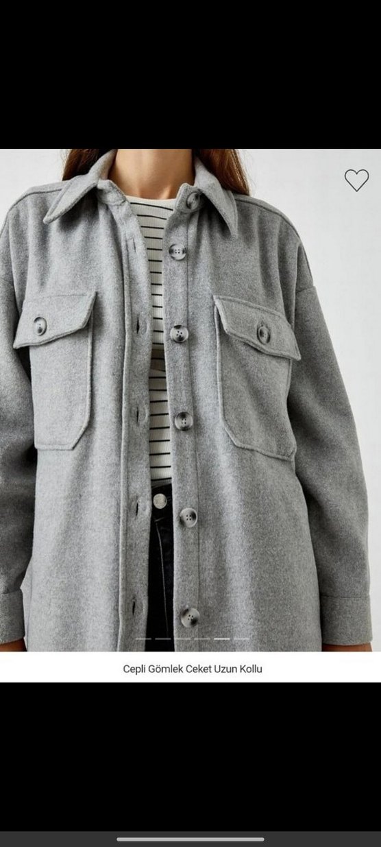 Cepli gri midi koton ceket - Görsel 2