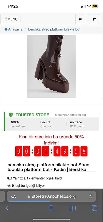 40 Beden kahverengi Renk Bershka platform topuklu bot