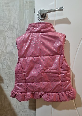 Kız Çocuk Parlak Pembe Nakışlı Fermuarlı Yelek - Görsel 4