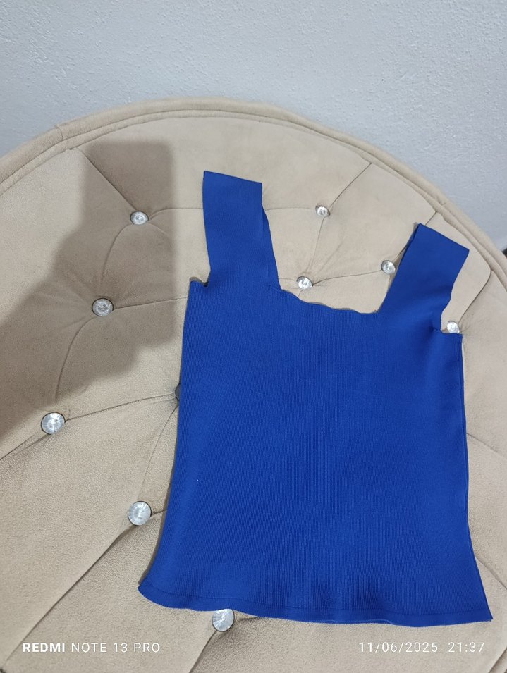 Kadın saks mavisi crop - Görsel 2