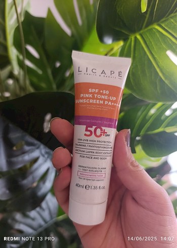 LICAPE SPF 50+ Pembe Tonlu Güneş Kremi 40 ml