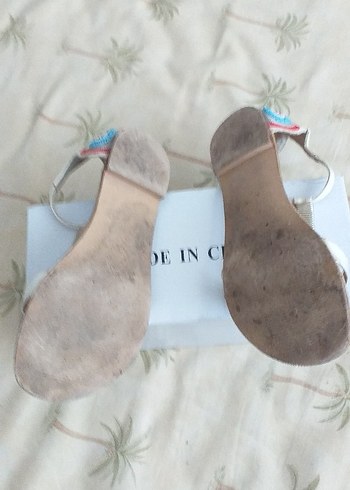 DERİMOD SANDALETeyaz Kadın Dolgu Topuklu Sandalet - Görsel 6