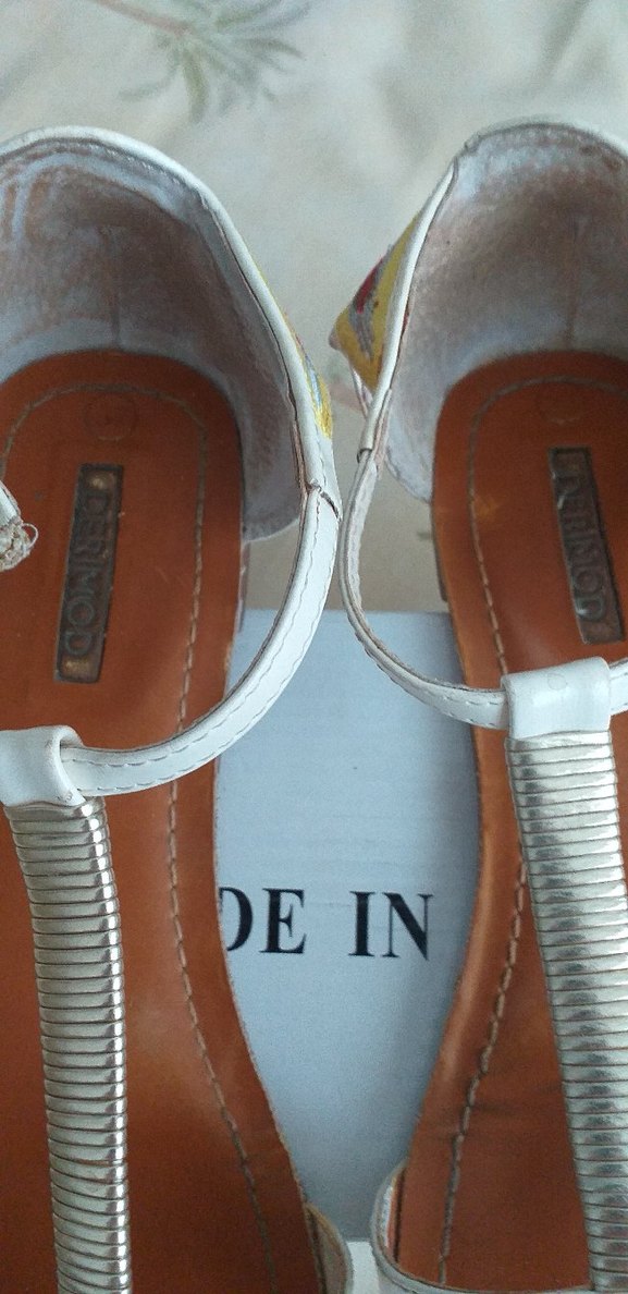 DERİMOD  SANDALETeyaz Kadın Dolgu Topuklu Sandalet - Görsel 4