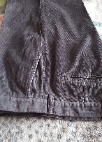 kahverengi Bol Kesim Erkek kadife Pantolon - Görsel 2