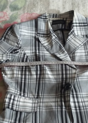 Gri Ekose Desenli Kadın Blazer Ceket - Görsel 2