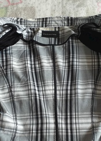 Gri Ekose Desenli Kadın Blazer Ceket - Görsel 5