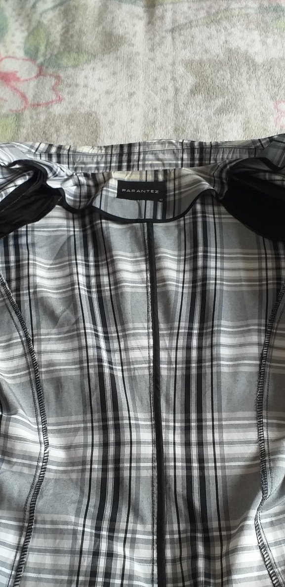 Gri Ekose Desenli Kadın Blazer Ceket - Görsel 5