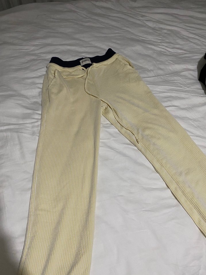 Kadın Sarı Pilili Pamuk Pantolon - Görsel 4