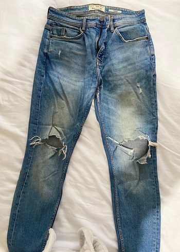 Düğmeli Mavi erkek jean Pantolon - Görsel 2