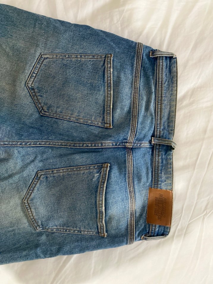 Düğmeli Mavi erkek jean Pantolon - Görsel 4