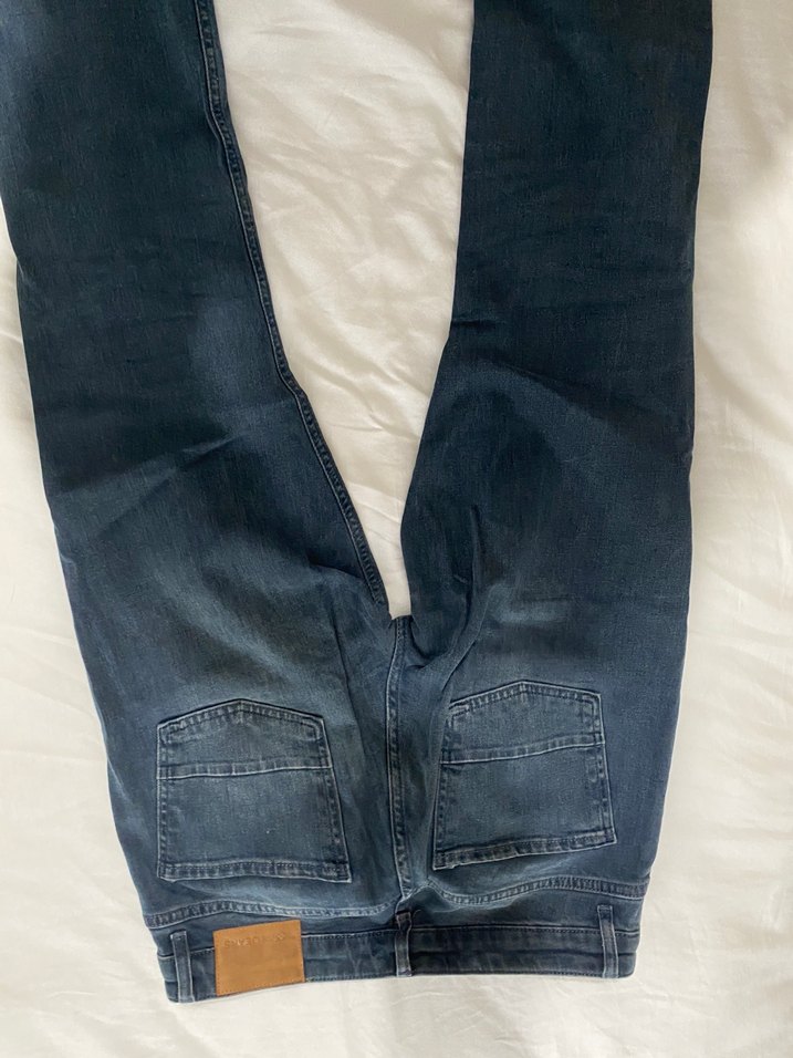 Erkek Düğmeli Mavi Denim Jean - Görsel 4