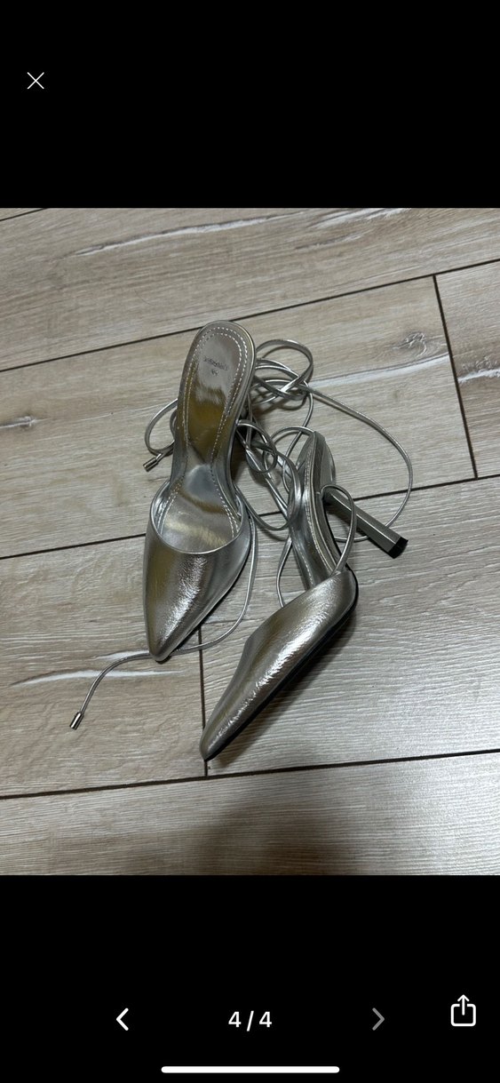 Beyaz Metalik İnce Topuklu - Görsel 4