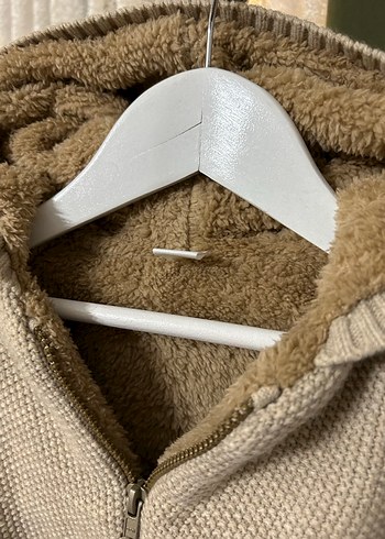 Kapüşonlu Bej Erkek bebek Hırka - Görsel 3